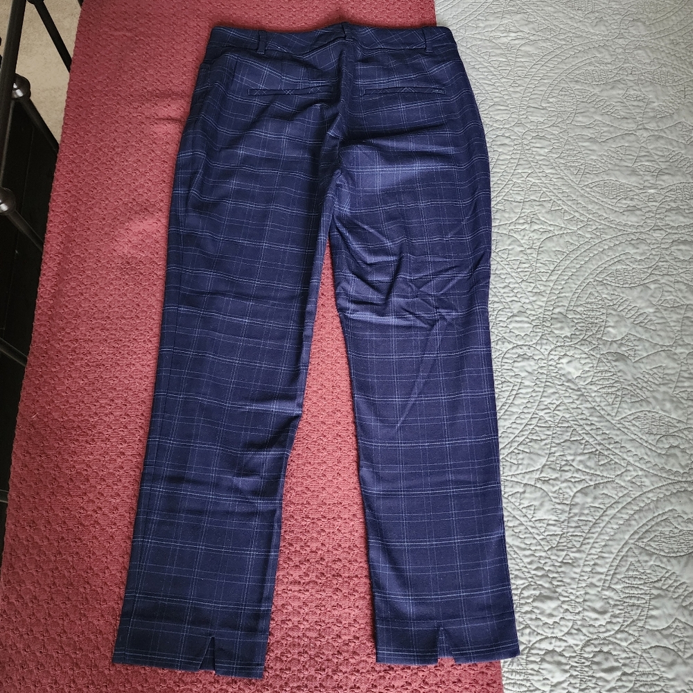 WHBM Slim Ankle Pant Blue Plaid